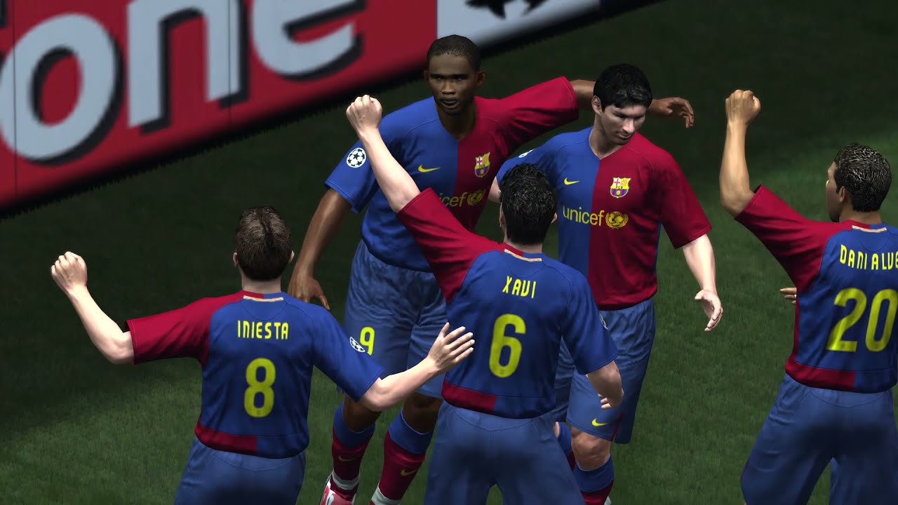 PES 2009 (Лига чемпионов УЕФА 2008-2009) | Четвертьфинал | [1-й матч] | ФК Барселона против ФК Ба...