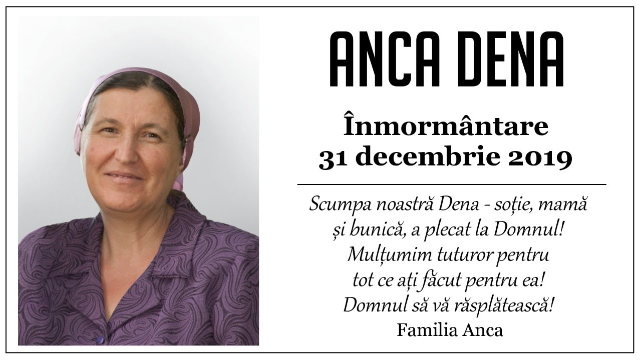 Dena Anca - Înmormântare - 31 decembrie 2019