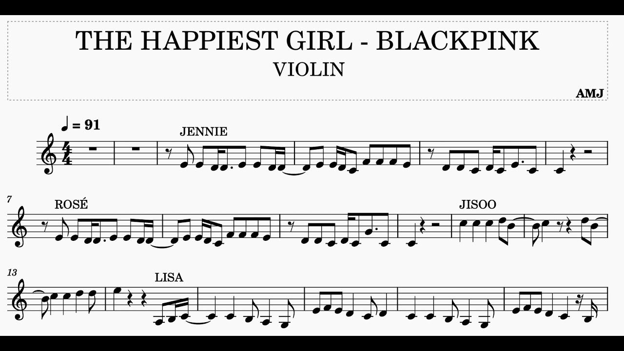 VIOLIN THE HAPPIEST GIRL Partitura - BLACKPINK II Music score  #blackpink #violin  #2ndalbum