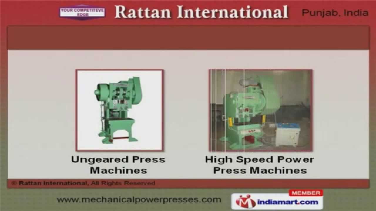 Power Press Machines by Rattan International, Ludhiana