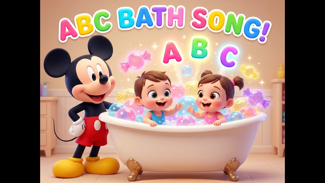 Песенка про алфавит для купания с Микки Маусом и конфетами для детей 🛁Учите алфавит для детей #об...