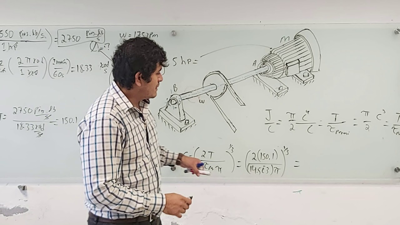 Calculo y selección de diámetro para flecha incluyendo torsión y potencia