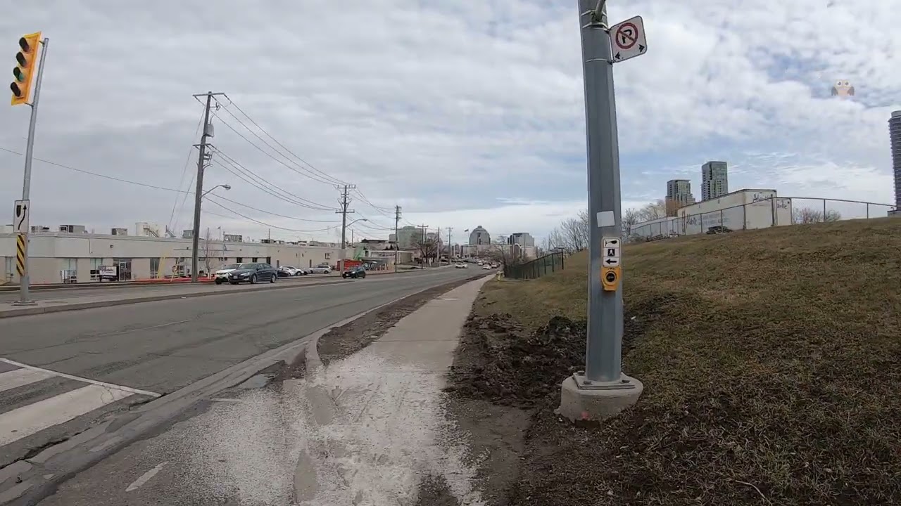 Winter Walk on Sunny Day Toronto. Progress Avenue on Midland Av to Brimley Road on Lawrence East Av