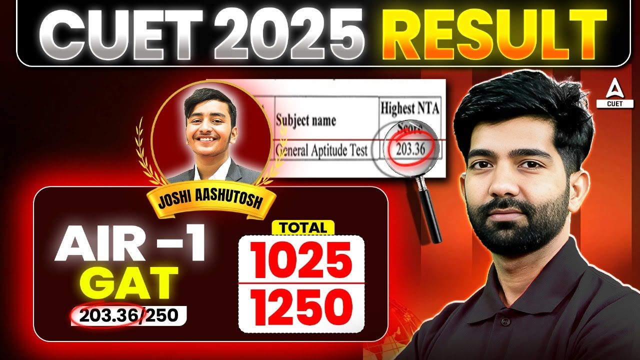 CUET 2025 Topper GAT AIR 1: Joshi Aashutosh Scored 1025/1250 🔥