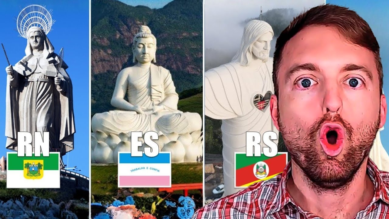GRINGO REAGE AS 10 MAIORES ESTÁTUAS DO BRASIL