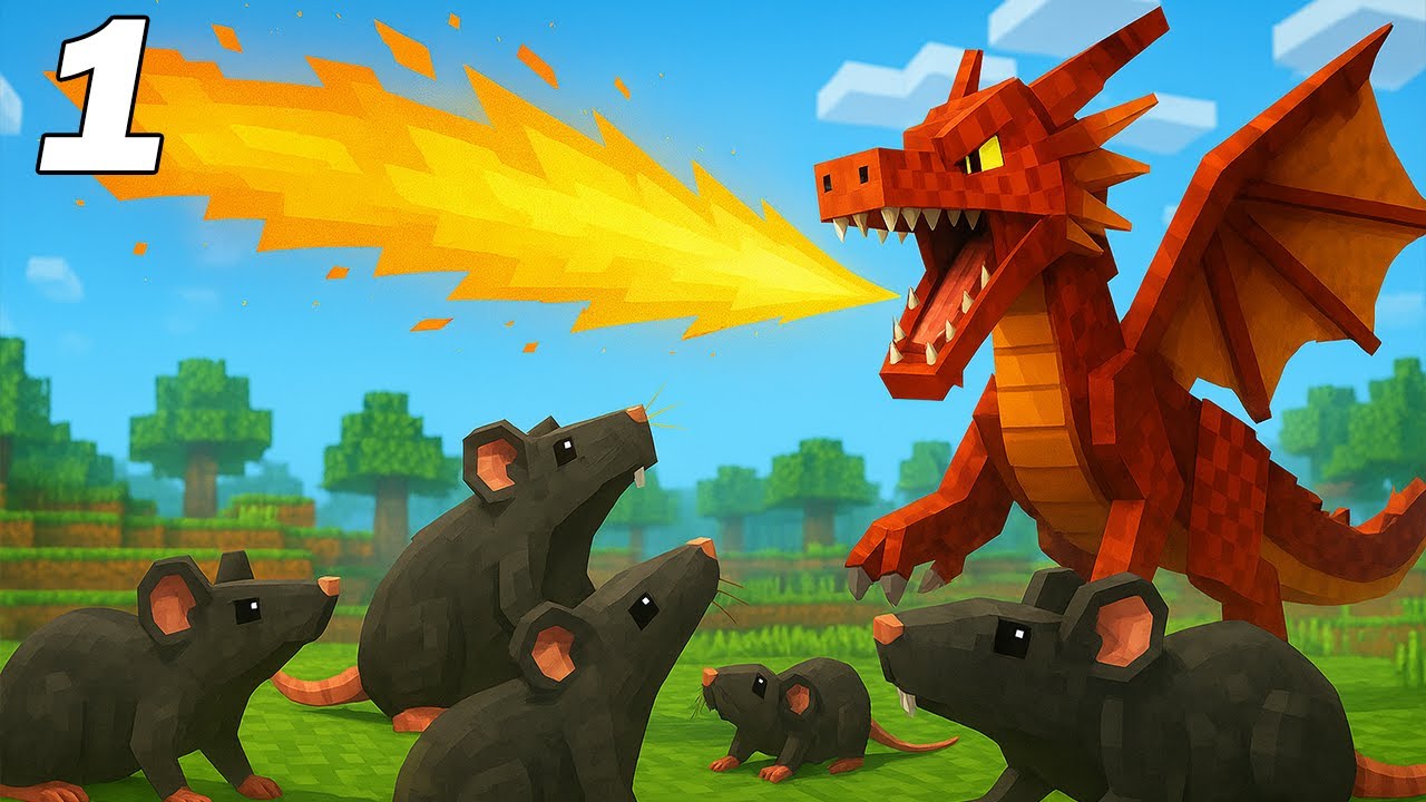 Début d'une aventure avec des RATS et des DRAGONS ! Minecraft Rats & Fire 1