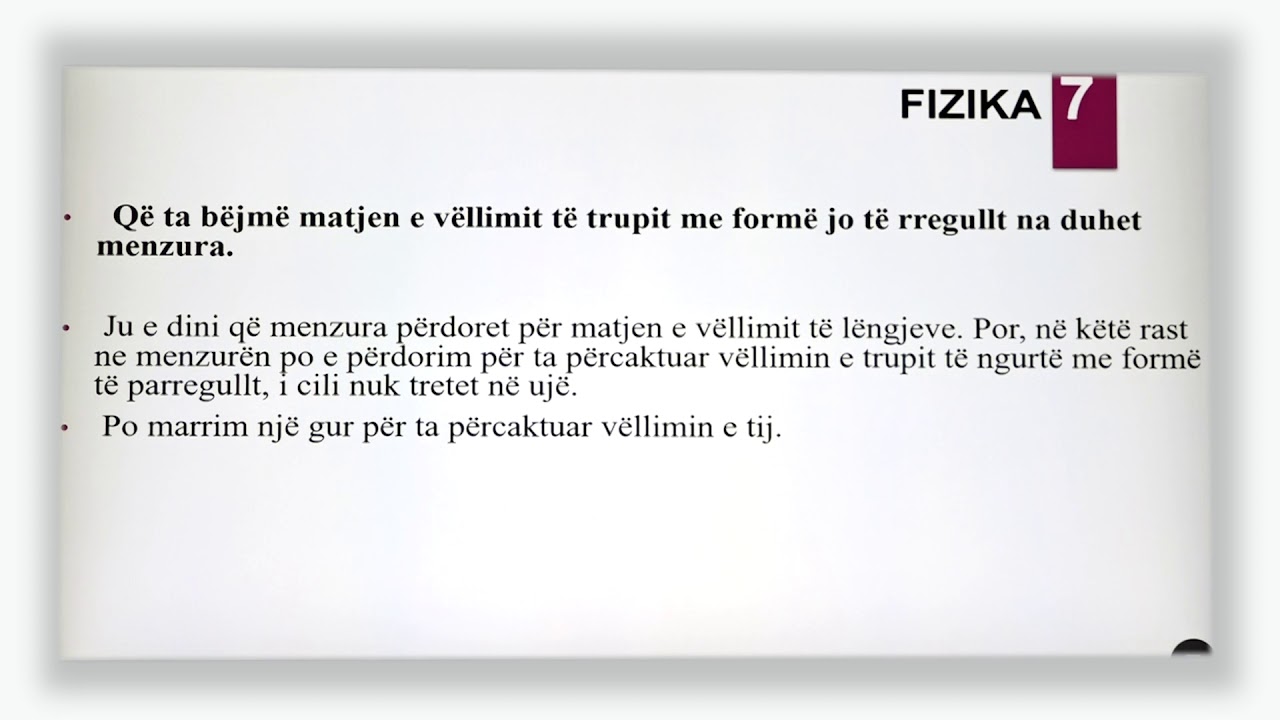 7 09 011 - Java e gjashtë - Fizikë - Matja e vëllimit të lëngjeve