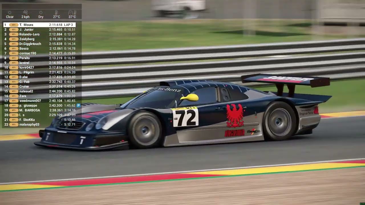 Spa Francorchamps, 4 Laps 'L. Pilgrim' with Keyboard, 1998 Mercedes-Benz CLK LM, GT1 Automobilista 2