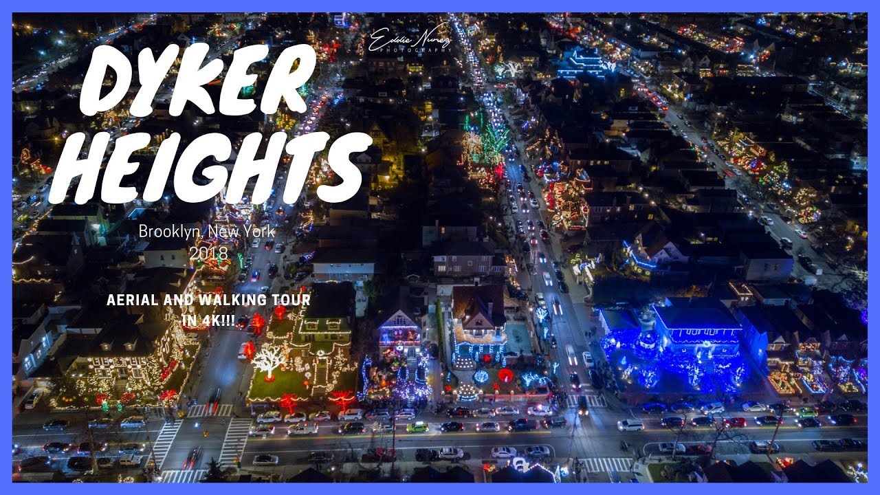 Dyker Heights Brooklyn Christmas Lights 2018 Drone and Walking Tour in 4K