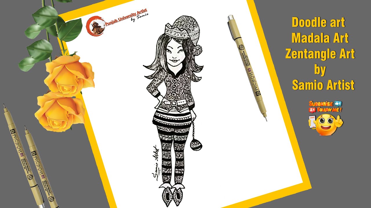 Christmas Drawings | Christmas girl Mandala Art | Zentangle Art 