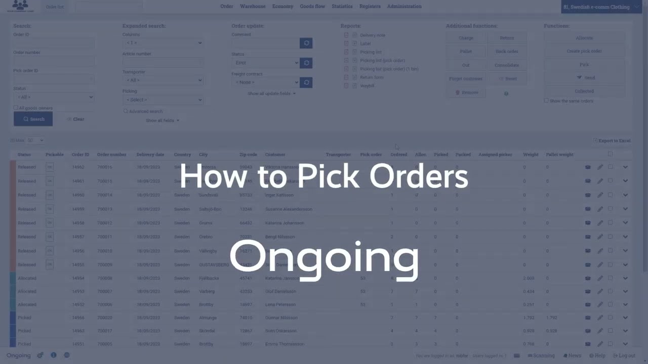 How to pick orders in Ongoing WMS