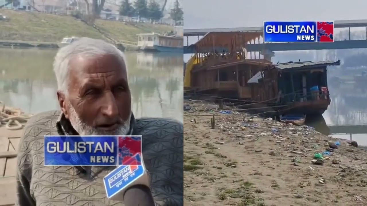 Jhelum Water Level Drops in Srinagar, Boatmen Fear Loss of Livelihood Near Lal Chowk Bund
