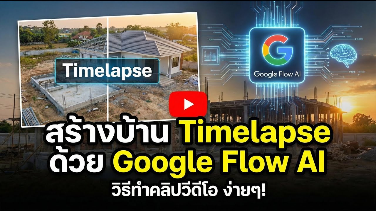 วีดีโอ สร้างบ้าน Timelapse ด้วย AI | สอนใช้ Google Flow ทำคลิปสร้างบ้านอัตโนมัติ | AI Video 2026