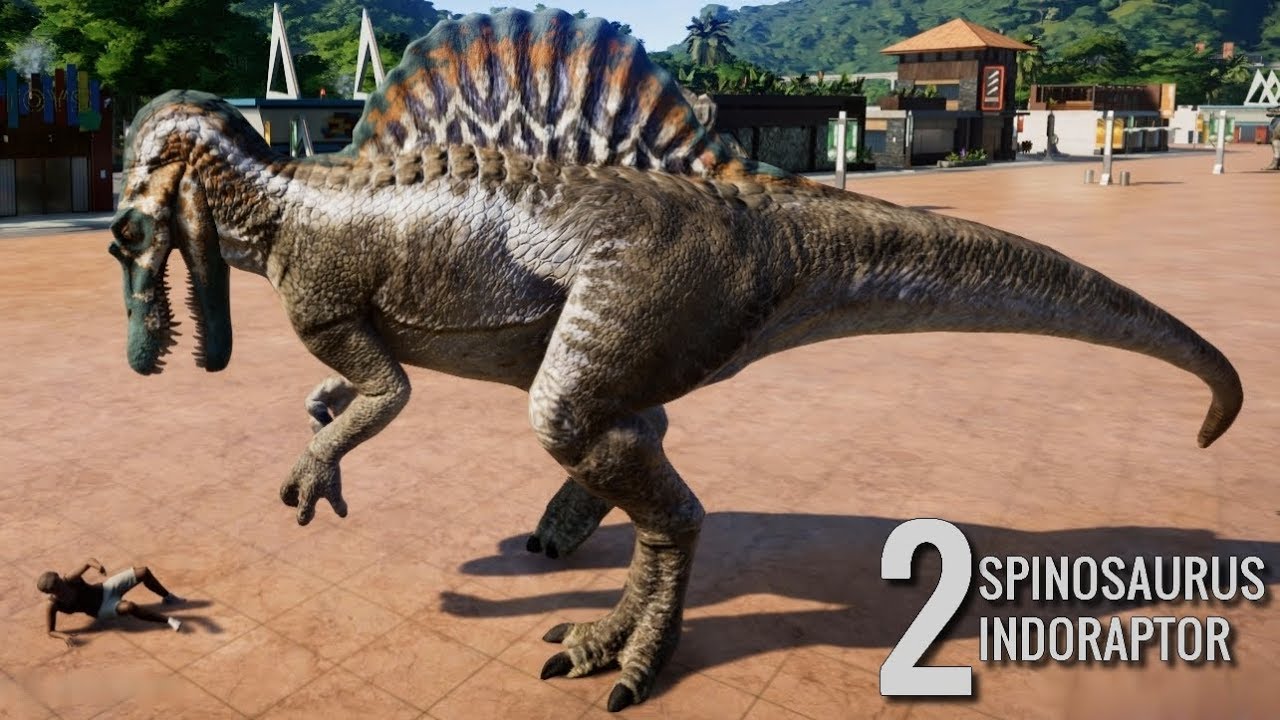 Jurassic World Evolution - 2 Spinosaurus & 2 Indoraptor Breakout & Fight! (1080p 60FPS)