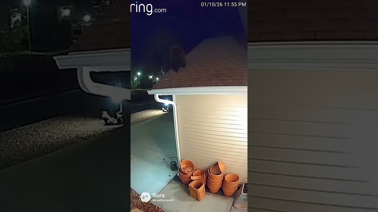 Bear stuck up on the roof 