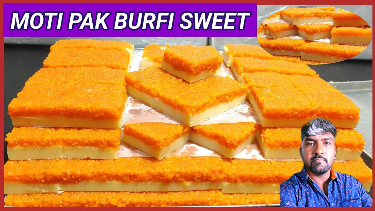 Moti Pak Burfi Sweet Recipe in Tamil | Motichoor Burfi Sweet Recipe | Milk Moti Pak Burfi