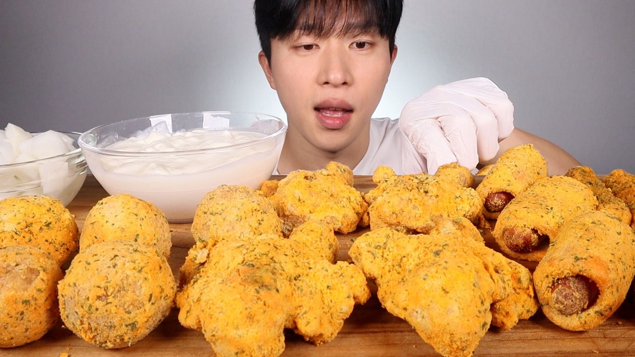 뿌링클 세트… 뿌링클치킨·치즈볼·핫도그·치즈스틱 먹방 l ASMR MUKBANG Bburinkle Chicken, Cheese Balls, Corn Dogs & Cheese EAT