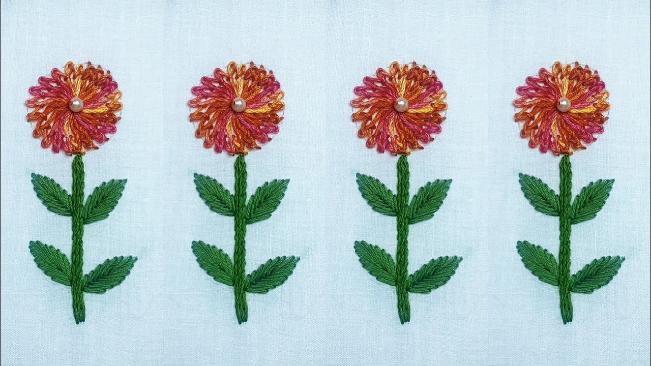 Very easy  circle flower embroidery designfor beginners with pattern 