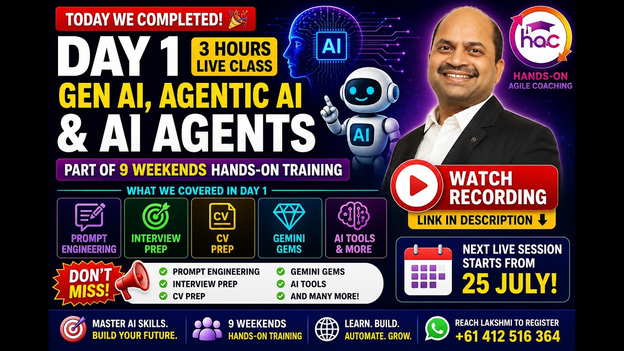 Day 1 Complete! GenAI, Agentic AI & AI Agents | 3-Hour Hands-on Training | Watch the Recording