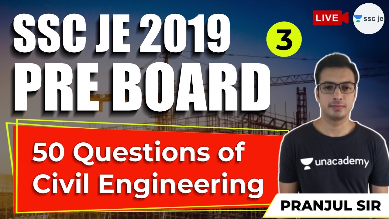 50 Questions of Civil Engineering | Lec 3 | SSC JE 2019 Pre Board | Pranjul Sir