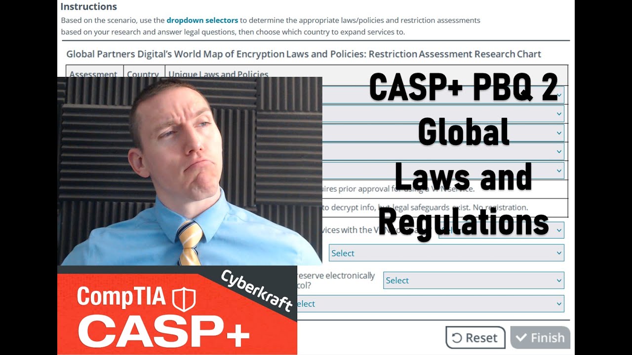 Global Laws and Regulations - CompTIA CASP+ PBQ 2
