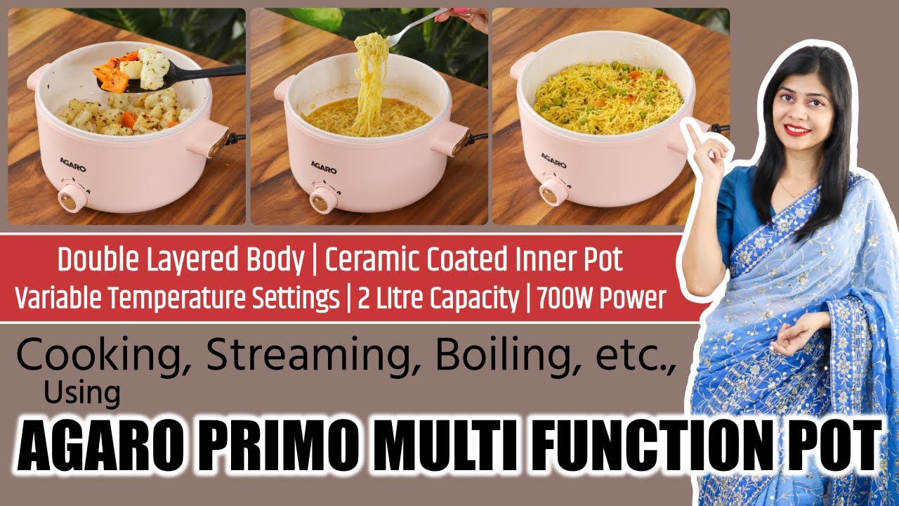 Travel Friendly Electric Multi Cooking Pot | AGARO 2L Multi Function Cooking Pot