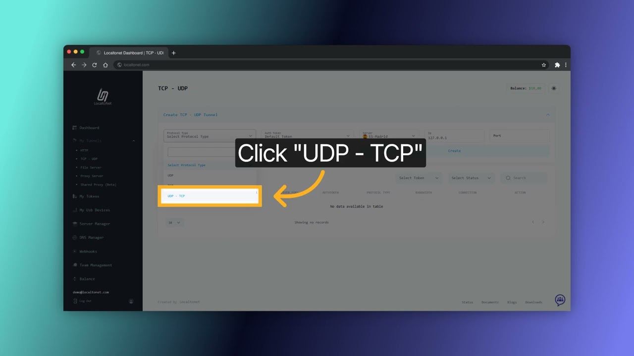 Create TCP UDP Tunnel for Secure Network Connections