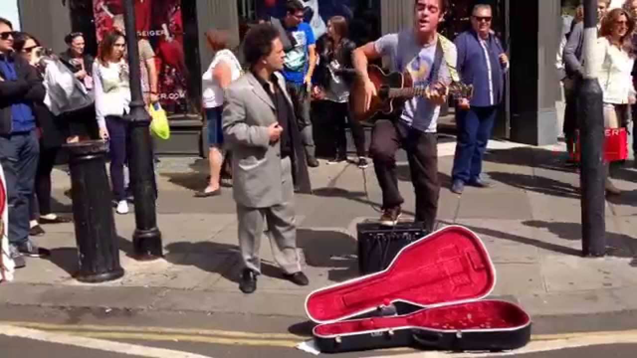 UNEXPECTED strange man dancing with busker!  funny or lame?