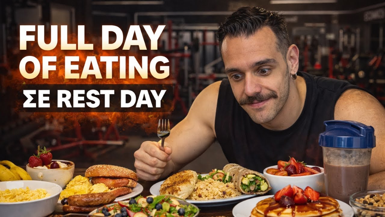 FULL DAY OF EATING // Rest Day & De-Volume Phase // 2.800 Θερμίδες // Σωματική Σύσταση & Διατροφή