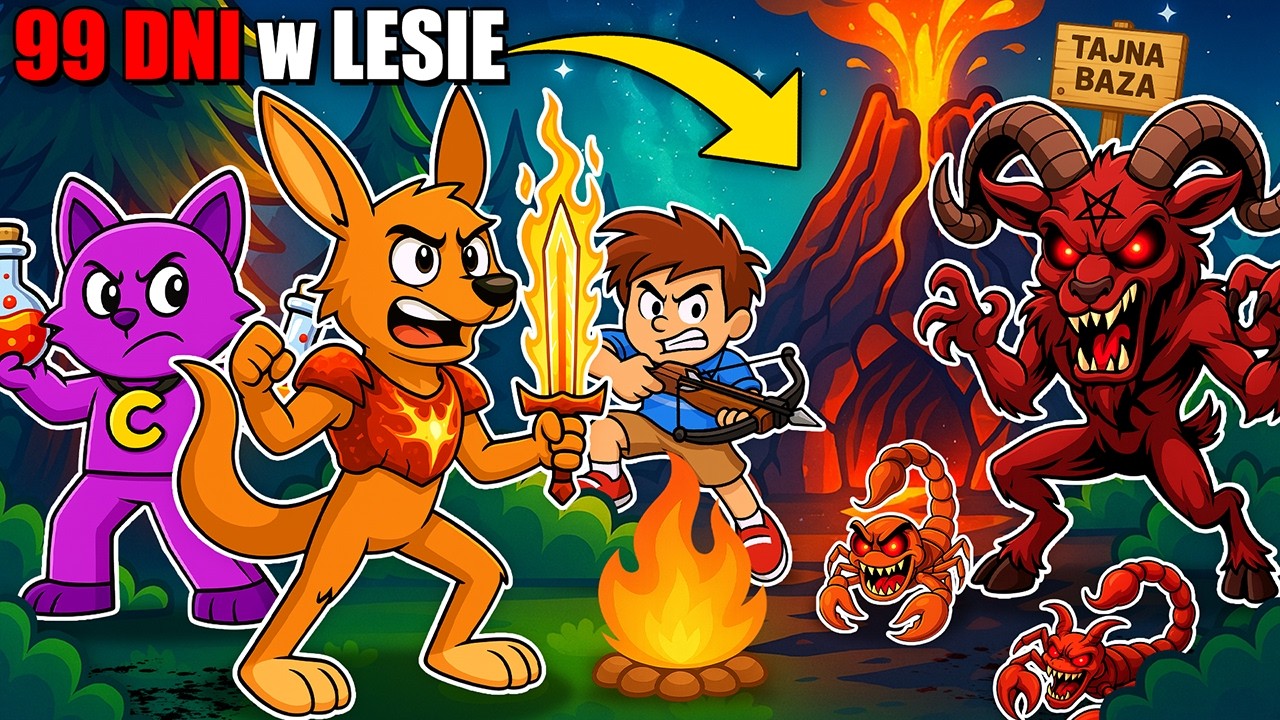 ZBUDOWALIŚMY TAJNĄ BAZĘ W WULKANIE, ABY PRZETRWAĆ PONAD 100 DNI W LESIE w Roblox!