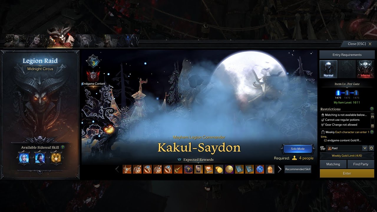 [Lost Ark] Kakul-Saydon Raid Solo Mode Full Run - 1490 Soul Eater (Night's Edge)