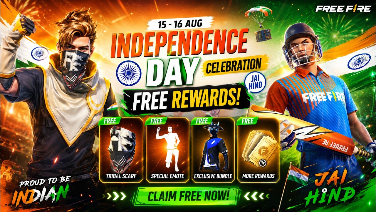 Scarf + Emote 🇮🇳 Free Fire Independence Day Free Rewards 😱 Ray Mysterio Free Rewards 🔥 FF New Event💯