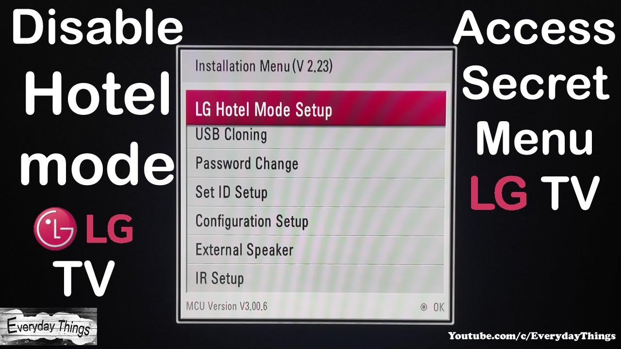 How to disable Hotel mode and unlock the standard Settings Menu on LG TV (Non-Smart TV)