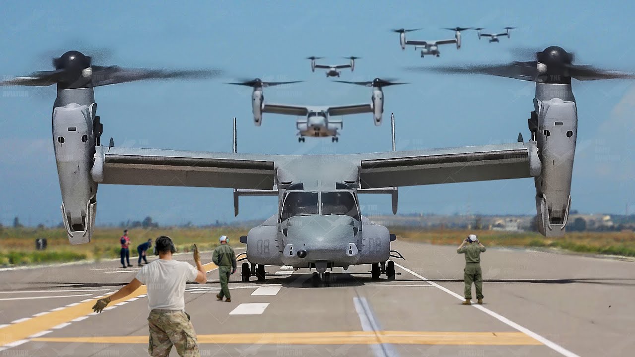 US V-22s Mass Takeoff One by One During Crazy Show of Force