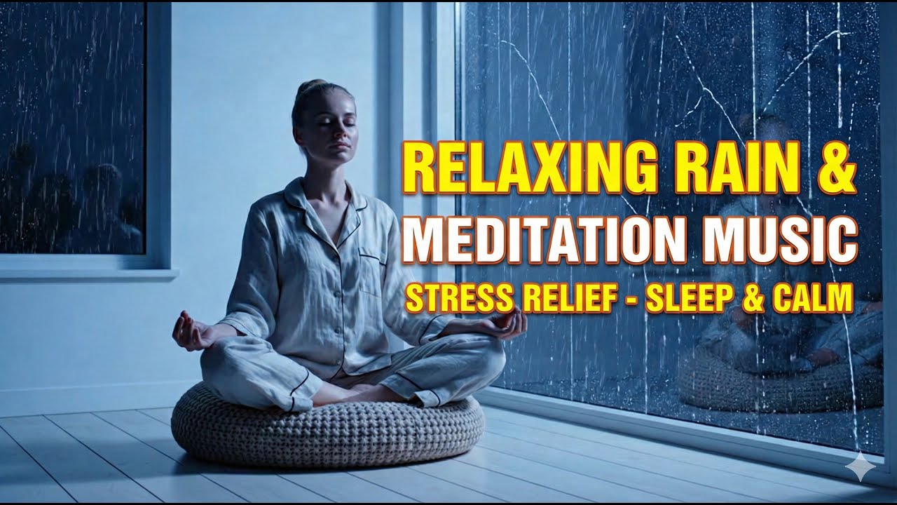 Deep Sleep & Relaxation: Cozy Fireplace & Rain Ambience with Soft Piano & Saxophone Music