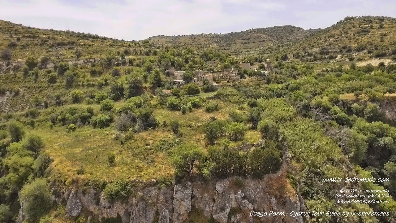 Trozena, the small and abandoned village (Cyprus aerial video)