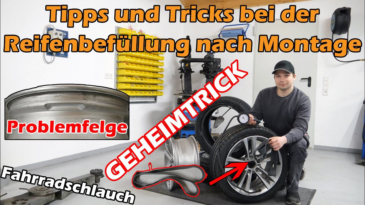 Reifen aufpumpen nach Montage bei Problemfelge/Problemreifen Luft befüllen Tipps und Tricks