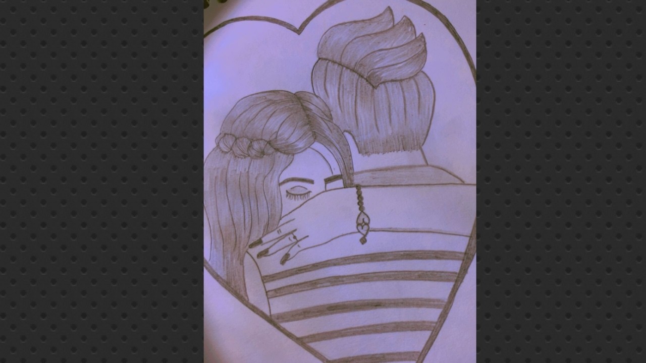 How to draw a couple hugging sketch..cute couple romantic sketch step by step ❤️..