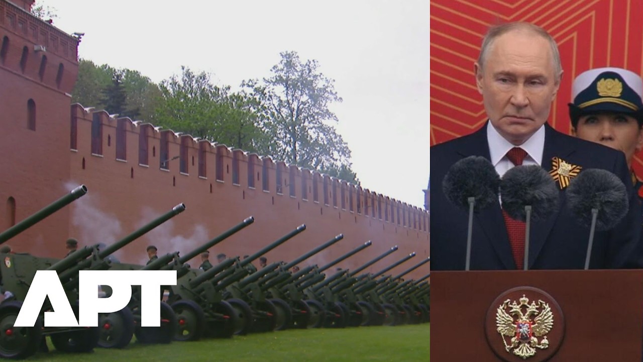Putin Stands As Russian Anthem Plays And Cannons Fire Opening Salute In Moscow | APT