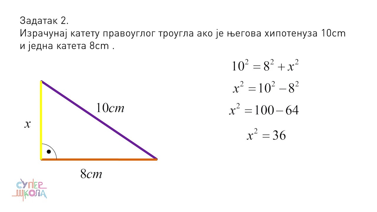 Pitagorina teorema - Matematika za 7. razred (#11) | SuperŠkola