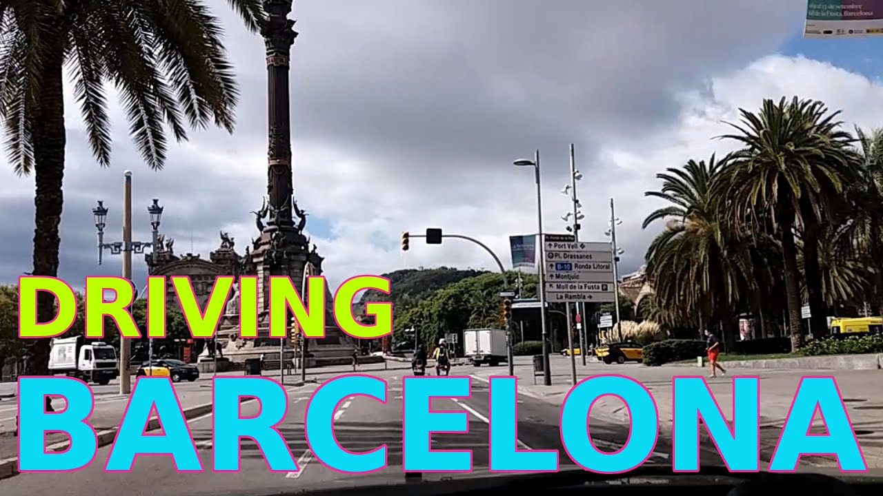 BARCELONA DRIVING through Paseo Maritim part 1: Forum-Monjuic, empty city summer 2020 COVID-19