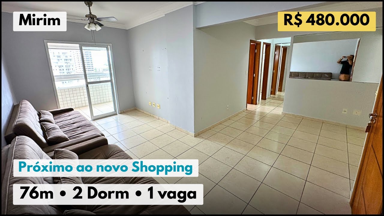 Apartamento com 2 dormitórios, 1 vaga na Mirim, Praia Grande -SP