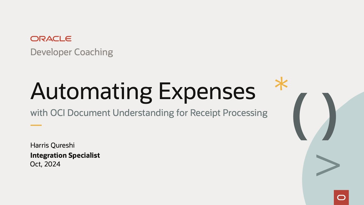 Developer Coaching - Automating Expenses with OCI Document Understanding for Receipt Processing