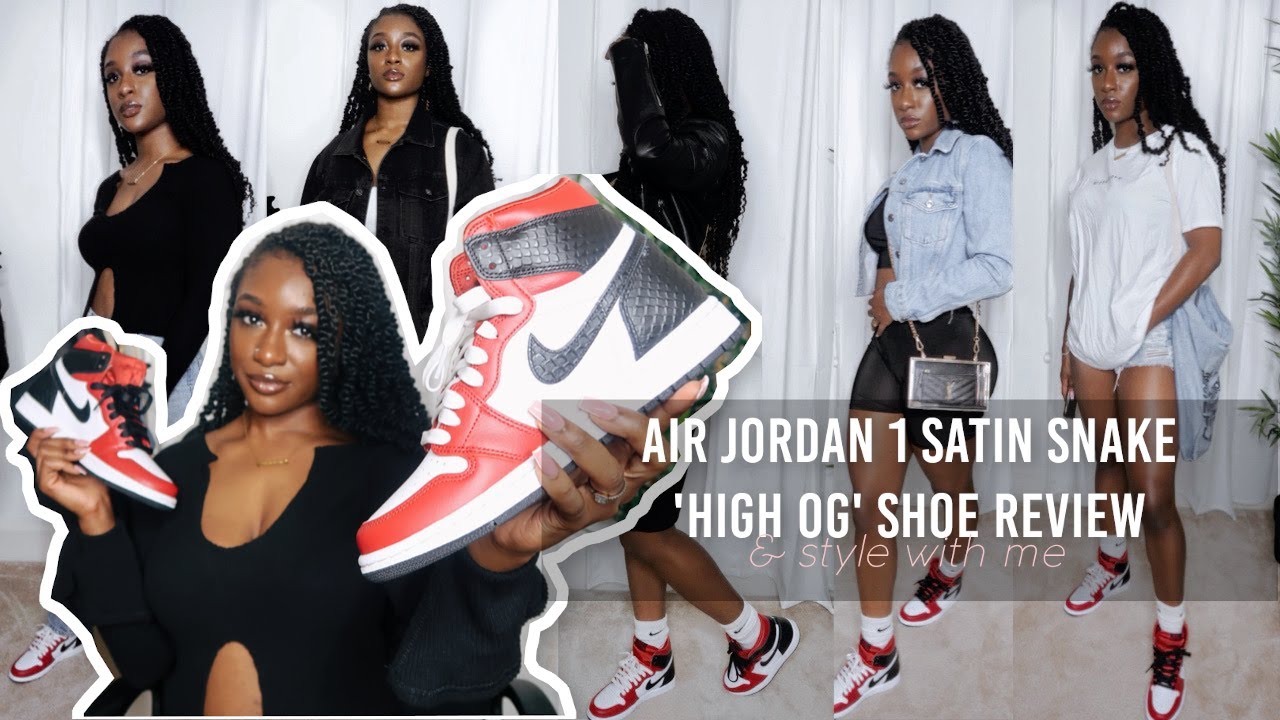 NIKE AIR JORDAN 1 SATIN SNAKE 'HIGH OG' SHOE REVIEW & STYLE WITH ME