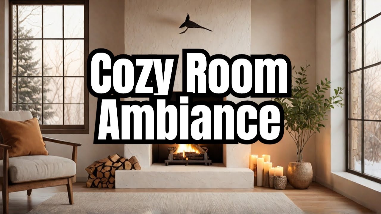 5 Hours Cozy Room Ambiance with Fireplace and Bird Sounds for Relaxation and Comfort