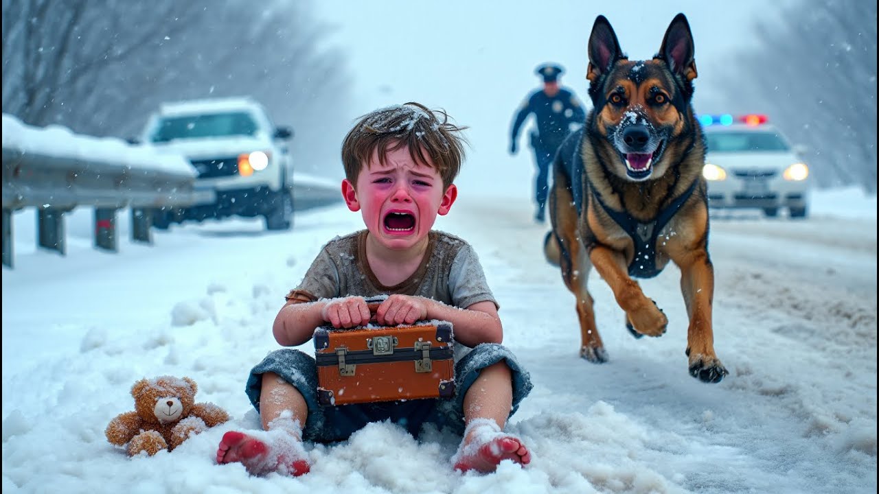 Ein kleiner Junge, allein im Schnee: Plötzlich tauchten zwei Schatten aus dem Blizzard auf
