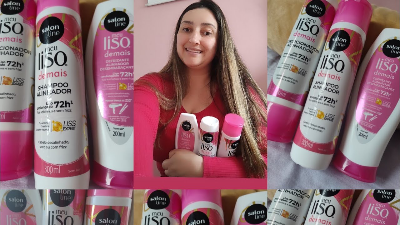 Kit shampoo, condicionador e Defrizante Salon line Meu liso demais 