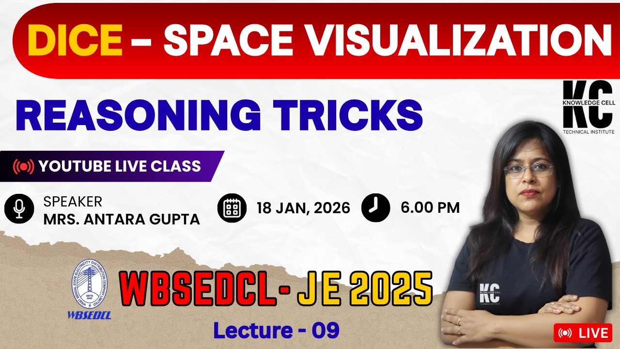 WBSEDCL JE 2025 | Dice - Space Visualization | Reasoning Tricks | By Mrs. Antara Gupta | Lecture - 9