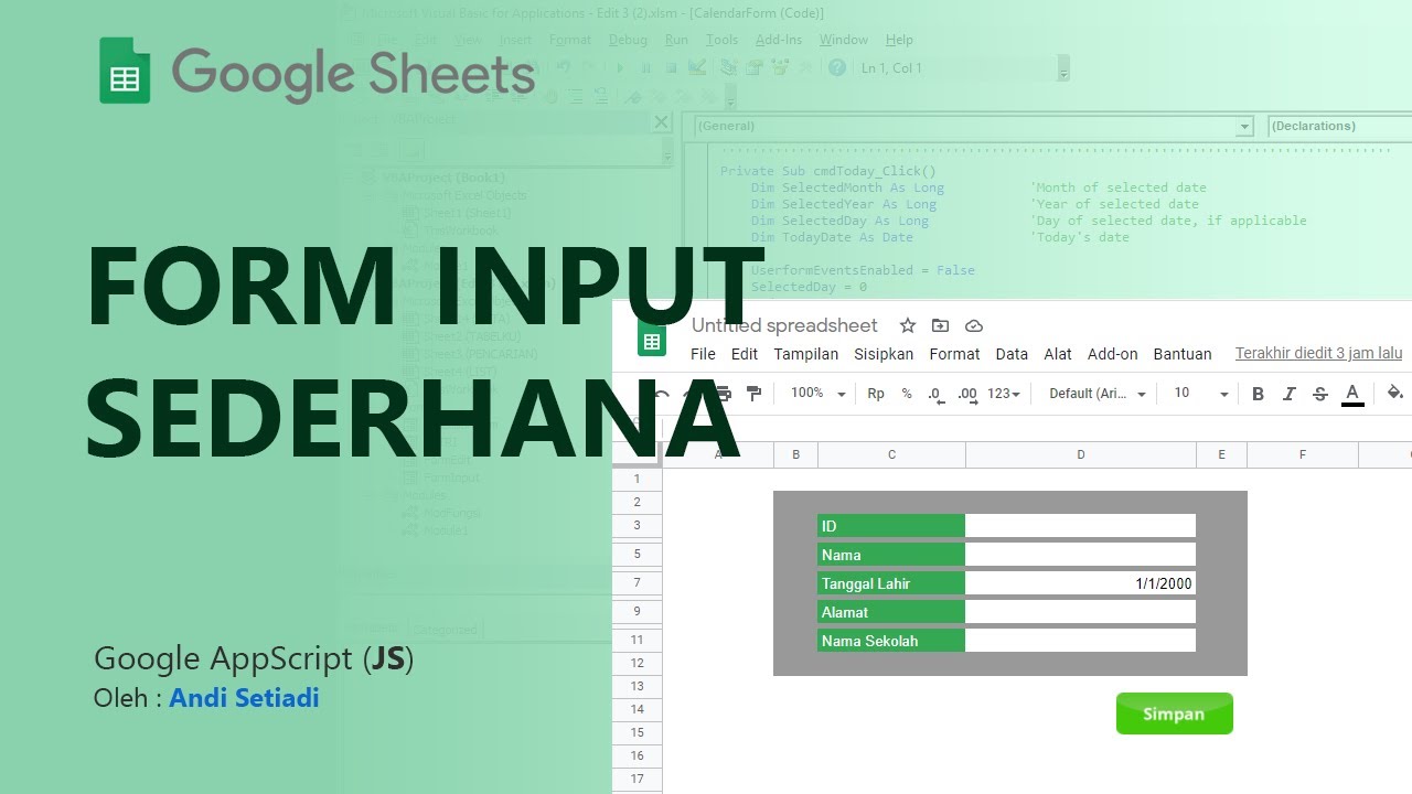 Google AppScript : Membuat Form Input Sederhana di Google Sheet (Google Spreadsheet)