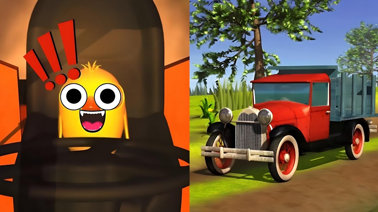 El Tractor y el pollito de Canciones de la granja😅🤣 El toro yellow tractor 🤩 La vaca lola